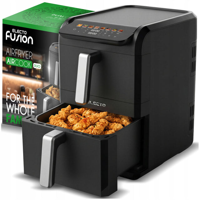 Frytkownica beztłuszczowa AIR fryer 11l 2800W duża frytownica dwukomorowa czarny