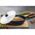 MG Home PATELNIA WOK 28 cm czarna z pokrywką, nieprzywierająca, INDUKCJA do smażenia i duszenia, z nienagrzewającymi