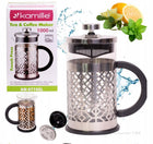 Zaparzacz tłokowy 1000 ml szklany kawiarka dzbanek do kawy herbaty kamille french press, praska, 4 filiżanki, mycie w