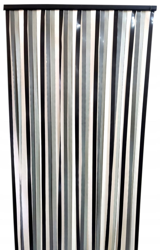 Szare paski kolorowe zasłona kotara drzwiowe z folii na drzwi PRL 80x200 cm przegroda PCV do wejścia, osłona okienna