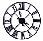 Zegar rzymski vintage retro loftowy czarny metalowy ścienny duży loft 50 cm analogowa tarcza na baterie do salonu i
