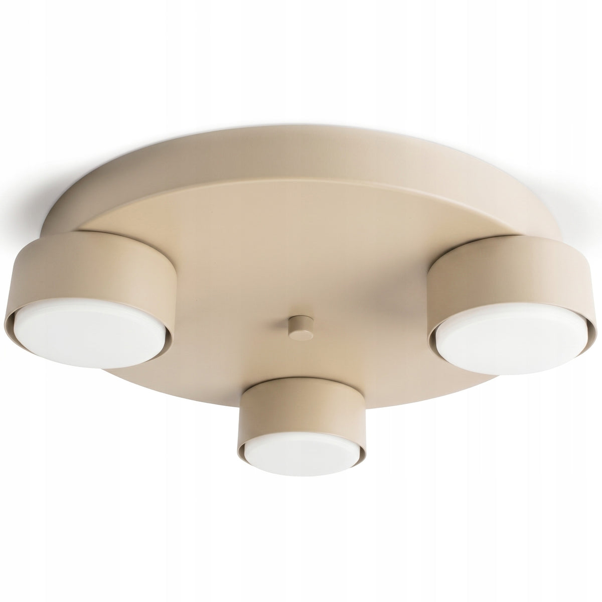 Plafon lampa pod sufit na okrągłej podstawie 3x GX53 beżowa kaszmir ecru oprawa metalowa 3-punktowa do salonu korytarza