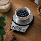 Waga kuchenna elektroniczna spożywcza ekran LCD do 5 kg precyzyjna czarna miernik składników, stal nierdzewna