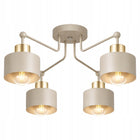 Lampa sufitowa wisząca Żyrandol plafon E27 beżowa kaszmir ecru złoto oprawa 4-punktowa metalowa do salonu sypialni 4x60W