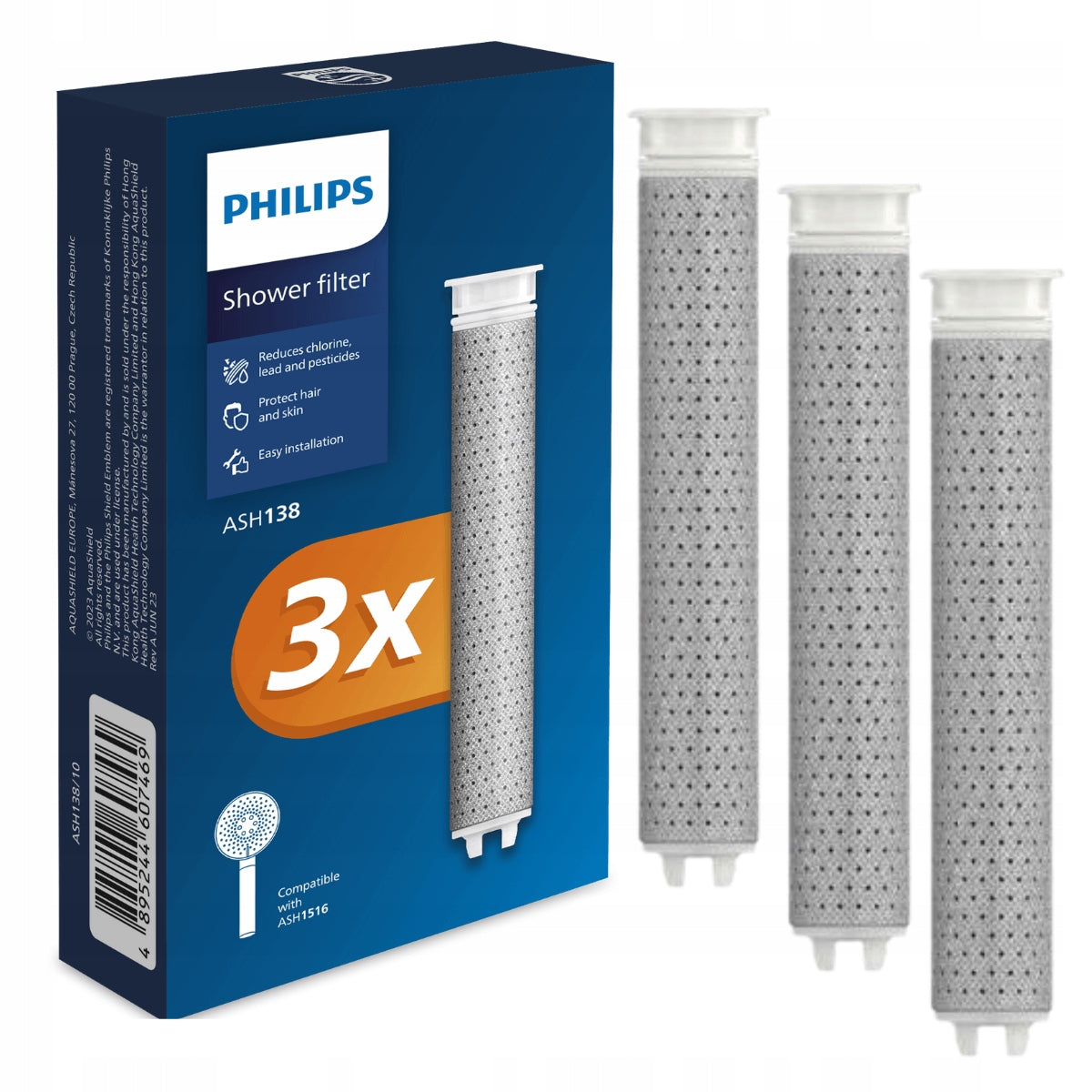 Zestaw wkładów wymiennych philips ASH138 do filtra prysznicowego ASH1516CH elementy filtracyjne, oczyszczanie wody