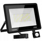 Mocny halogen LED 100W naświetlacz z czujnikiem ruchu zmierzchu 9000lm slim reflektor lampa zewnętrzna IP66 6500K zimna