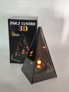 Lampion / latarnia / szklany 3D / piramida SL-P1 / 0 /18X10 CM/ 8 znicz elektryczny LED na cmentarz, dekoracja