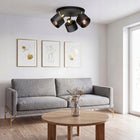 Lampa Sufitowa LED 3X E27 Żyrandol Plafon Natynkowy Oprawa Czarna Ruchoma oświetlenie wnętrz, metalowa, do salonu i