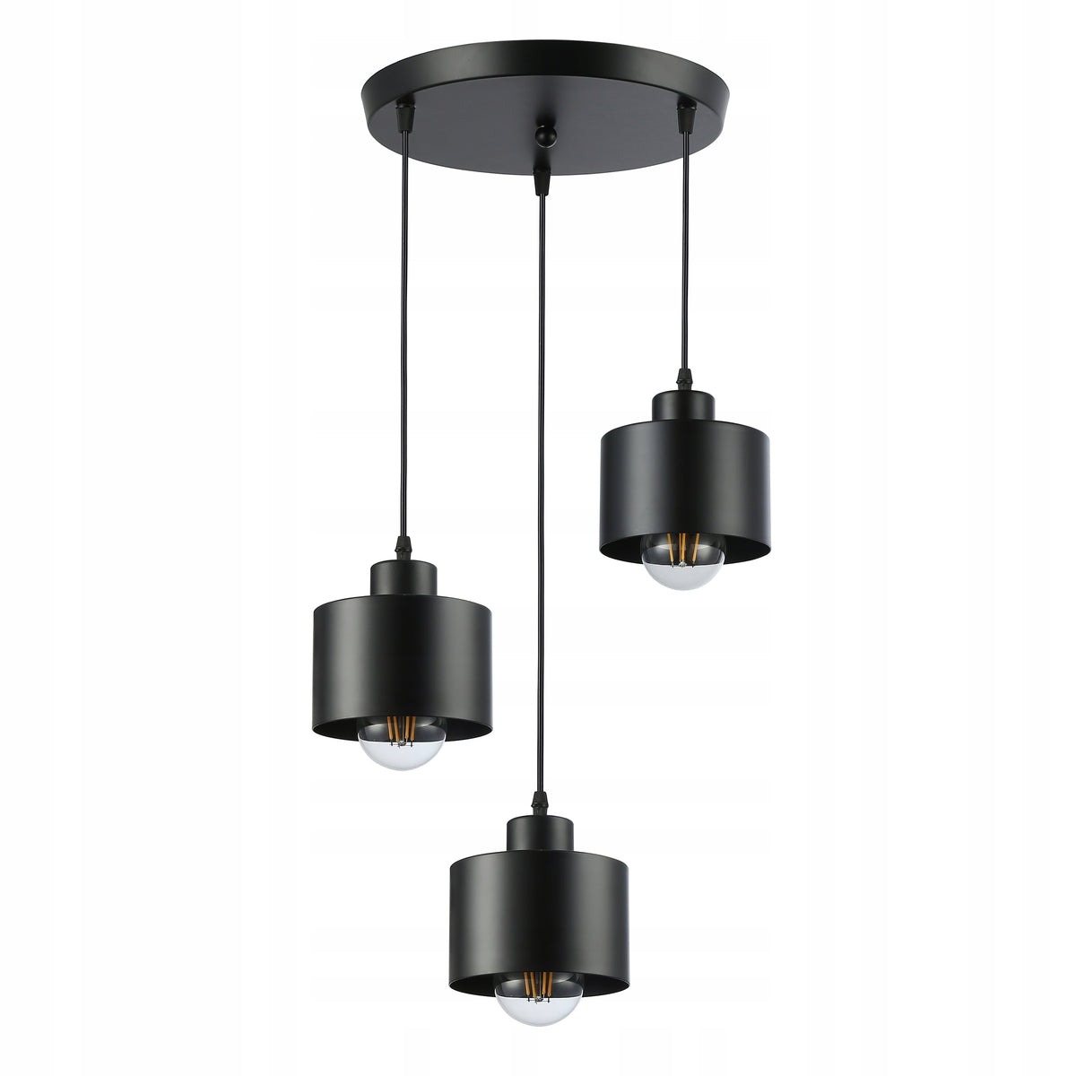 Lampa sufitowa wisząca żyrandol LED 3x E27 Oprawa Czarna oświetlenie do salonu, jadalni i kuchni, 3 źródła światła