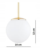 Złota Lampa Wisząca Sufitowa Żyrandol Białe Kule Milo LED E27 metalowa oprawa do salonu, 1 punkt świetlny, klosz 14 cm