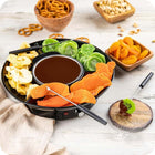 ZESTAW DO FONDUE ELEKTRYCZNY PODGRZEWACZ TOPIENIA CZEKOLADY SERÓW WIDELCE naczynie do roztapiania, deserów i przekąsek