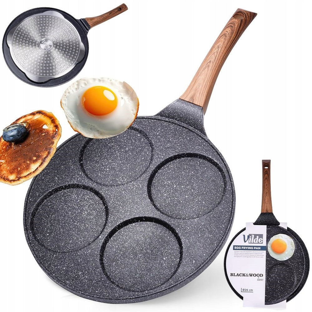 Patelnia granitowa do jajek sadzonych na jajka placki naleśniki pancakes omletnica 26 cm, omlety, indukcja, gaz