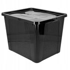 Pojemnik plastikowy czarny 30l z pokrywą pudełko box na zabawki do garażu organizer, skrzynka uniwersalna 40x33x10 cm