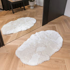 Dywan Shaggy Antypoślizgowy Premium Miękki Puszysty 50x80cm Ozdobny mata łazienkowa, owalna, beżowa, poliester, grubość