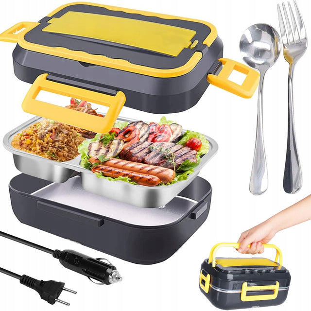Elektryczny lunchbox pojemnik podgrzewany do auta ciężarówki pracy obiadowy menażka 900 ml na posiłki z tworzywa sztucznego