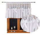 Firanka gotowa z kokardkami firana markizeta na taśmie z gipiura 200x85 cm biała dekoracja okienna do salonu, kuchni
