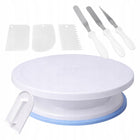 PATERA OBROTOWA SZPATUŁKI ŁOPATKI DEKORACJE TORT CIASTO URODZINY ZESTAW talerz do serwowania wypieków plastikowy 28 cm