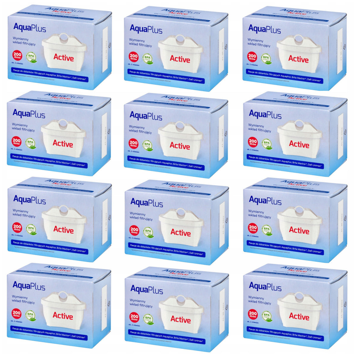 Wkład AquaPlus uniwersalny filtr do wody Aquaphor 12 szt. do dzbanka