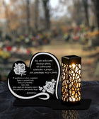 Duży Personalizowany Znicz Solarny XL Serce Wspomnienie Wszystkich Świętych lampion LED na cmentarz, wysokość 18 cm