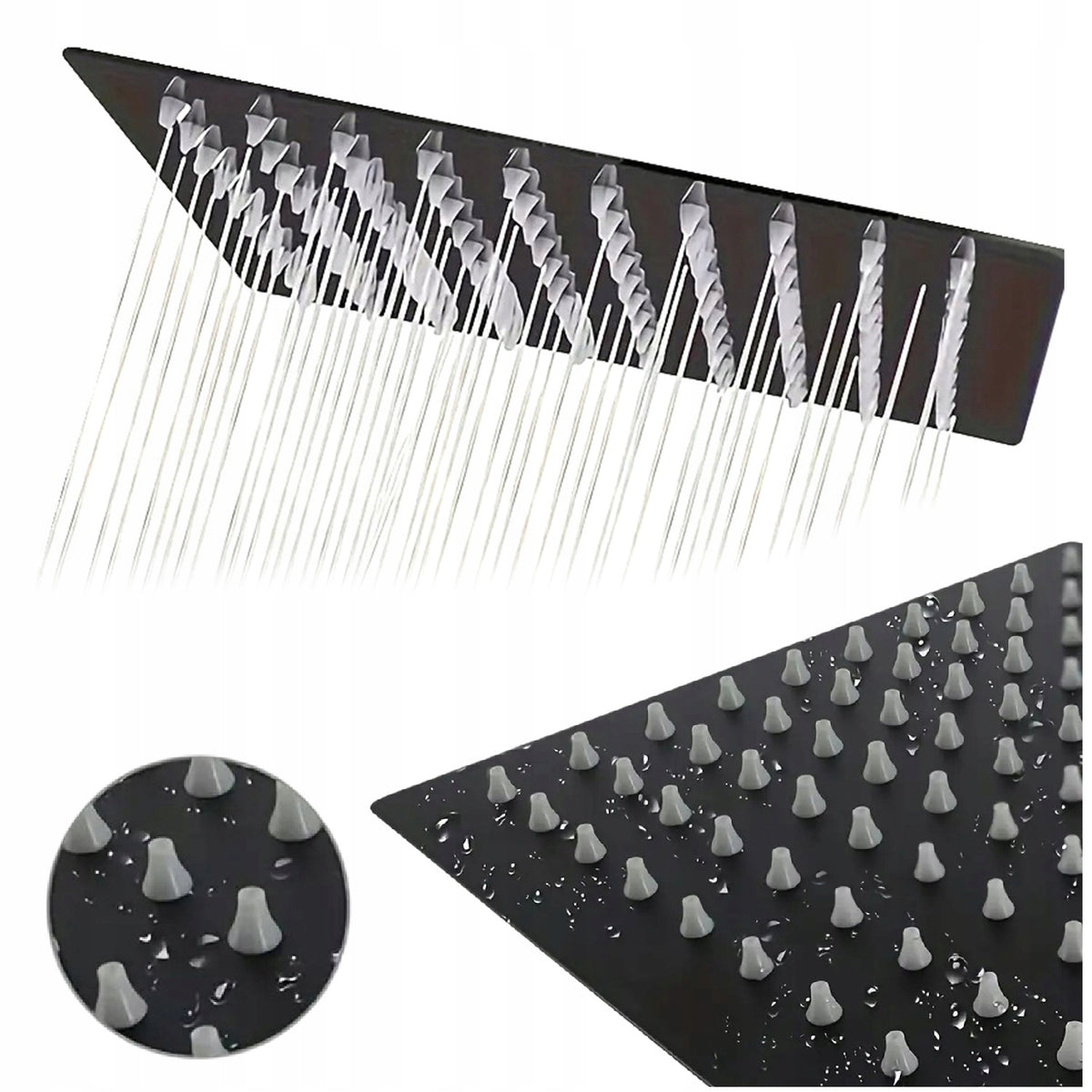 Deszczownica prysznicowa 25X25 CM czarna stal nierdzewna slim 121 dysz kwadratowa głowica natryskowa do łazienki