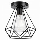LAMPA DAMENT SUFITOWA PLAFON LOFT KLOSZ DIAMENTOWA E27 zwis metalowy czarny do salonu i kuchni, 1 punkt świetlny, maks