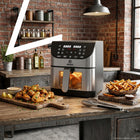 Frytkownica beztłuszczowa AIR fryer frytownica duża misa 8l XXL mocna 1800W srebrny