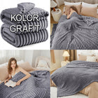 Gruby Koc 300g - zdobiony wytłaczanym wzorem - efekt 3D 200x220cm grafitowy Pled dwustronny pikowany z poliestru, w