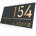 Premium Tabliczka Adresowa Numer na dom Lustrzane Antracyt - Złoty 40x20 cm oznaczenie posesji, szyld wejściowy z