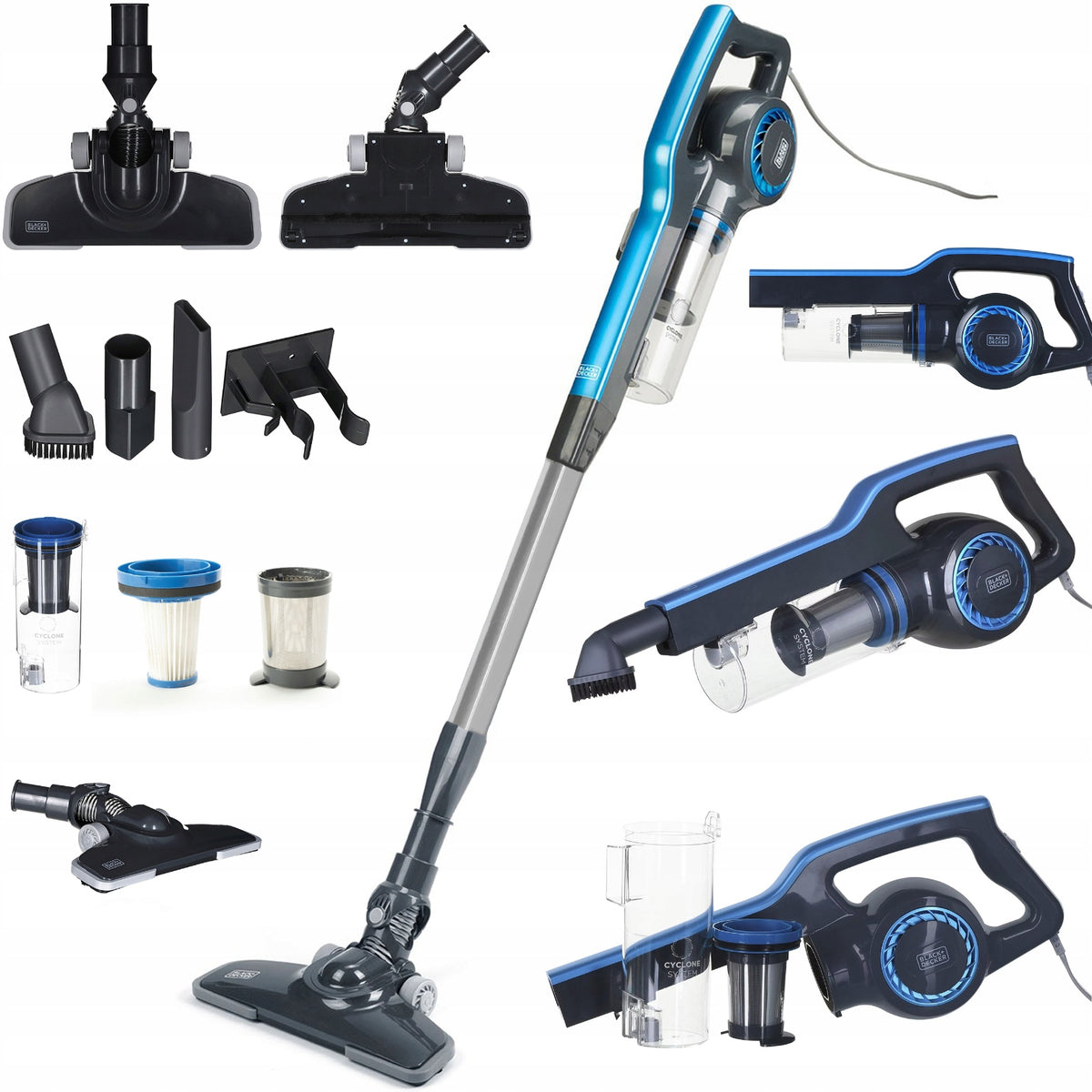 Odkurzacz przewodowy pionowy ręczny bezworkowy EPA 600W 0.7l Black+Decker do podłóg, praca na mokro, lekki 2,7 kg