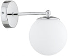 Lampa Ścienna Kinkiet Chrom Biała Kula Milo LED E27 oprawa do wnętrz, metalowa, srebrna, 1 źródło światła, maks. 60 W