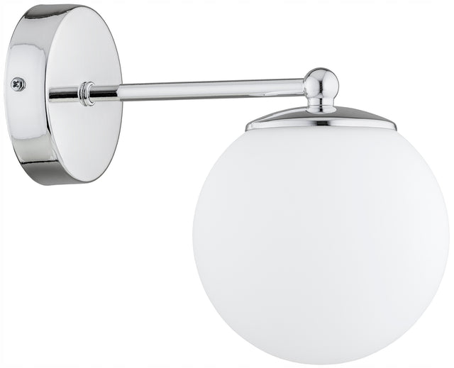 Lampa Ścienna Kinkiet Chrom Biała Kula Milo LED E27 oprawa do wnętrz, metalowa, srebrna, 1 źródło światła, maks. 60 w