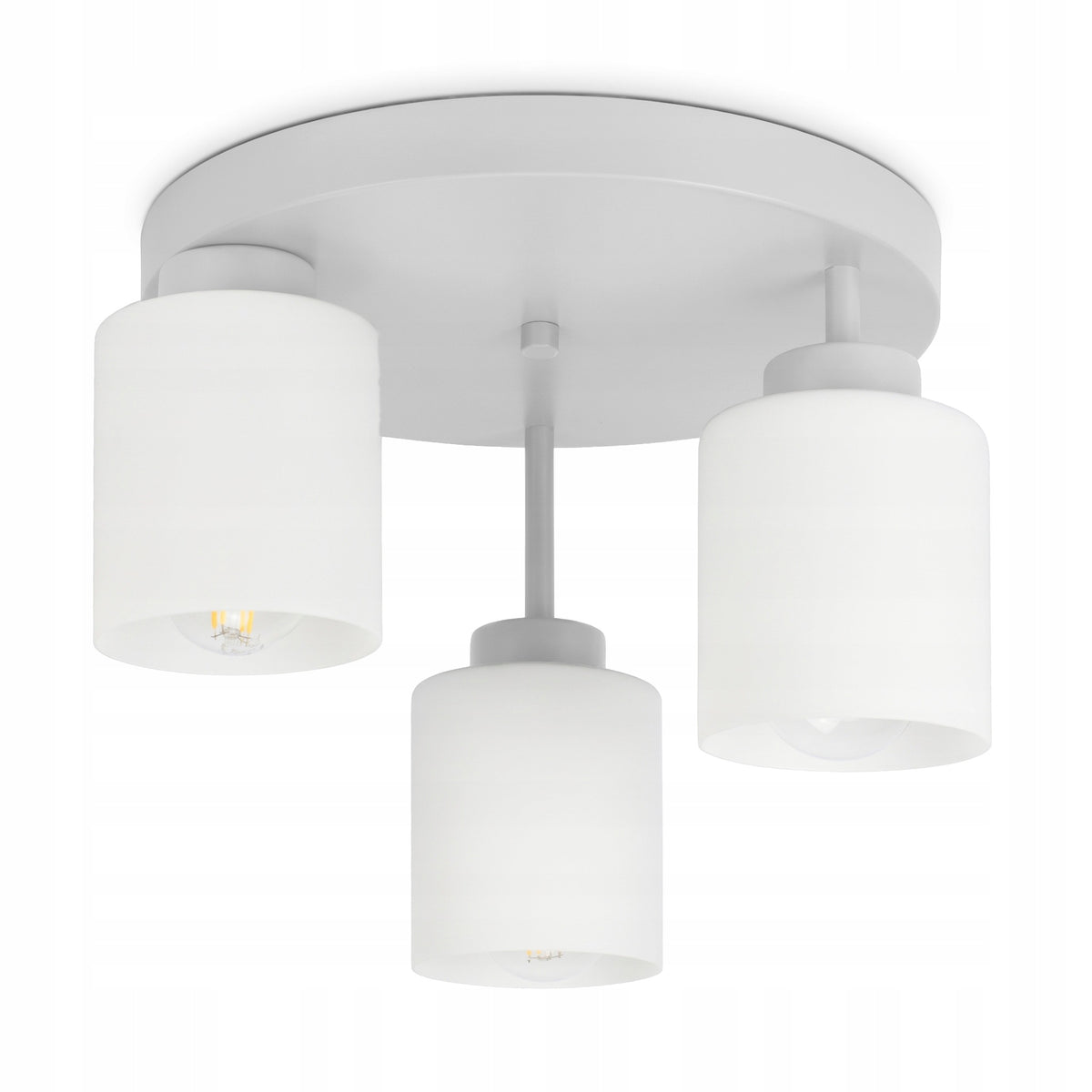 Lampa Sufitowa Żyrandol Plafon Szara Cementowa 3xSzklane Klosze Urban Gray oprawa wisząca E27, metalowa, do salonu i