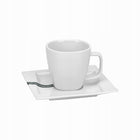 SERWIS HERBACIANO KAWOWY VIVA 17EL DLA 6 OS PORCELANOWY KPL DO KAWY HERBATY filiżanki ze spodkami, kwadratowe, białe