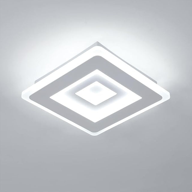 Lampa sufitowa plafon LED biała nowoczesna kwadrat do salonu 6500K 28W oświetlenie wewnętrzne, zimna barwa, 22 cm, zintegrowane źródło światła
