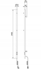 Grzejnik łazienkowy elektryczny pionowy Mexen Pino 1405x32 biały 32 mm 1405 mm grzewcza