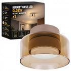 Lampa Sufitowa LED Oprawa Spot Ø13cm Oprawa GX53 Beżowy Bursztyn Szklana plafon okrągły, wysokość 9 cm, źródło światła