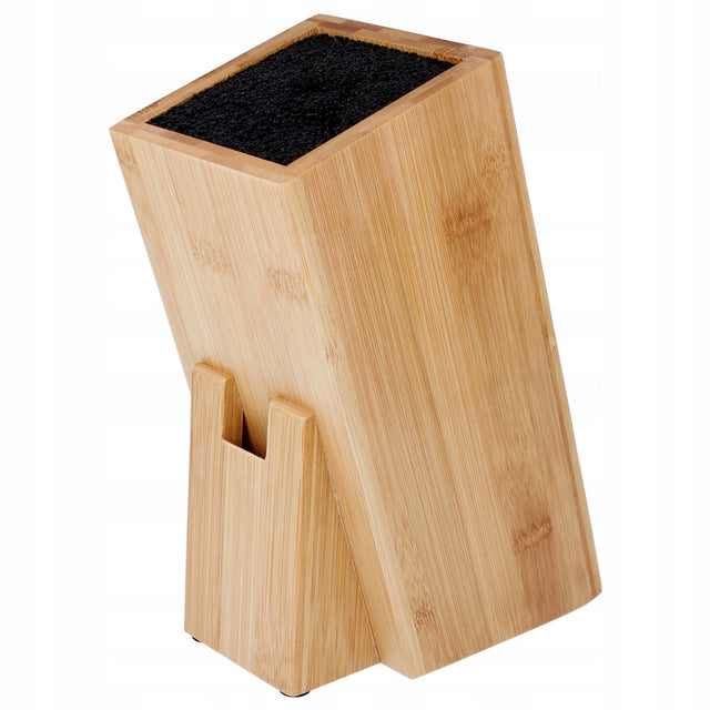 Bambusowy blok stojak na noże nożyczki uniwersalny do kuchnii organizer wkład wyjmowany, bez szczelin, podstawa antypoślizgowa, brązowy