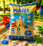 Piasek do piaskownicy czysty przesiewany 20 kg zabawy sensoryczne, aktywność ogrodowa dla maluchów do formowania babek