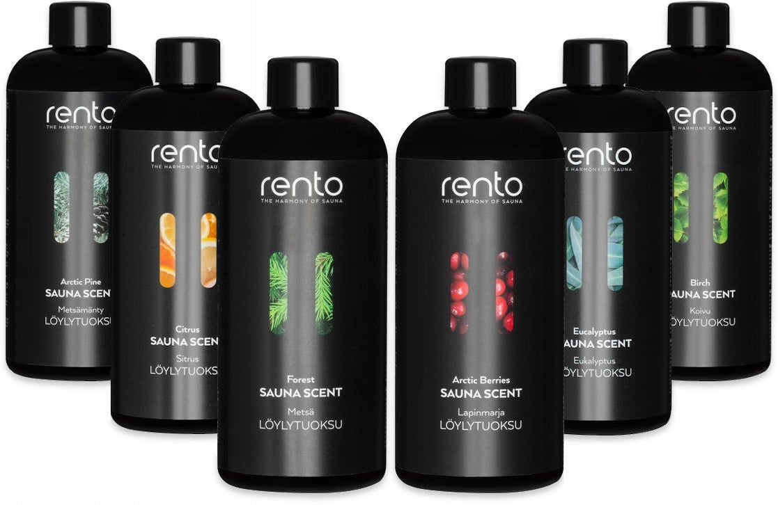 ZESTAW ZAPACHÓW DO SAUNY RENTO 6szt. – Naturalne Olejki, Aromaterapia esencje zapachowe, aromaty do łaźni fińskiej