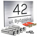 Tabliczka Adresowa z Numerem Domu i Nazwą Ulicy - Aluminium 20x30cm oznaczenie posesji, szyld na elewację, srebrna