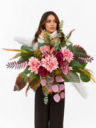 Wiązanka + bukiet na grób Naturalna elegancka kompozycja nagrobna jak żywa sztuczne kwiaty na cmentarz na pomnik 90 cm