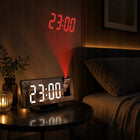 Budzik Cyfrowy LED Zegarek Czarny Projektor na Ścianę Zegar Lustro 4w1 elektroniczny wyświetlacz czasu, alarm