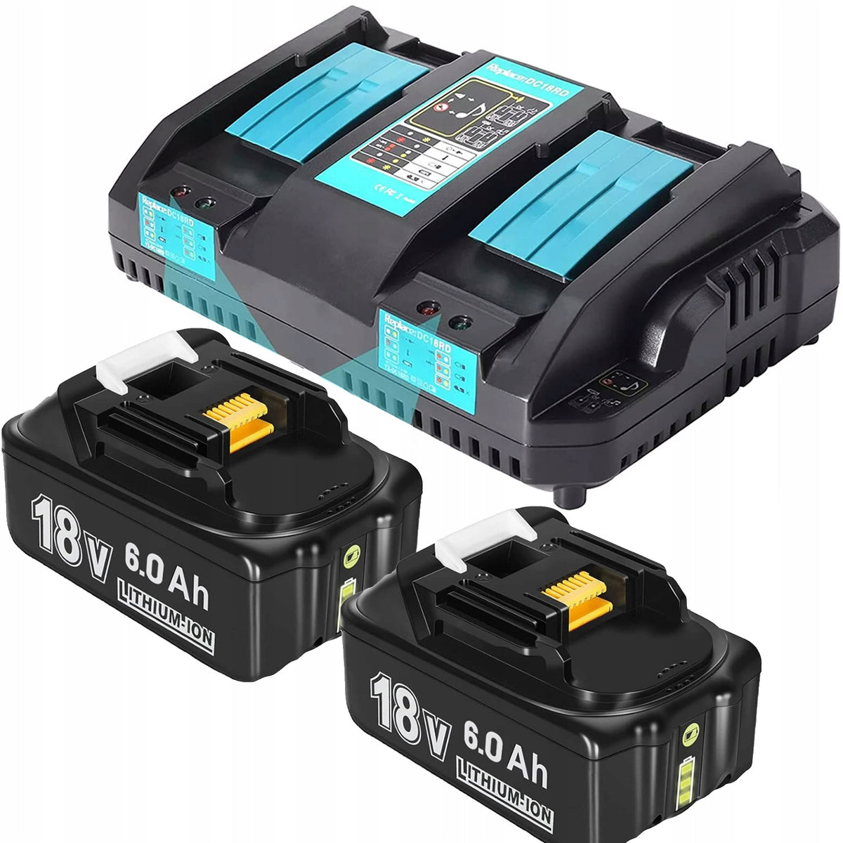 2x BATERIA DO MAKITA BATERIA 6Ah 18V BL1860 BL1860B+ ŁADOWARKA 14.4 -18V akumulator Li-Ion, zasilanie elektronarzędzi