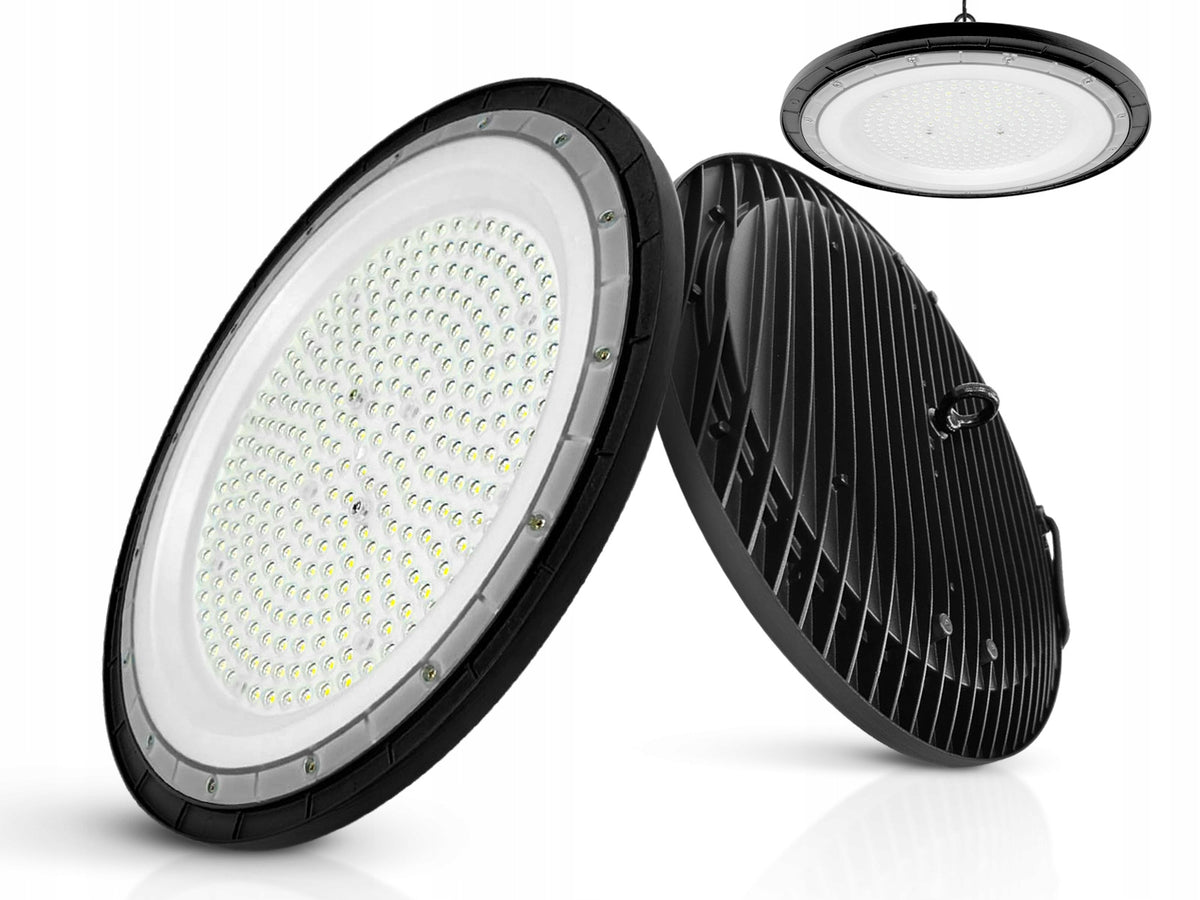 Lampa Przemysłowa LED High Bay UFO 150W 4000K 16900lm IP65 na magazyn halę oprawa sufitowa, neutralna barwa światła