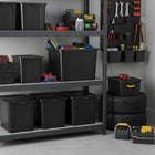 Pojemnik plastikowy czarny 30l z pokrywą pudełko box na zabawki do garażu organizer, skrzynka uniwersalna 40x33x10 cm