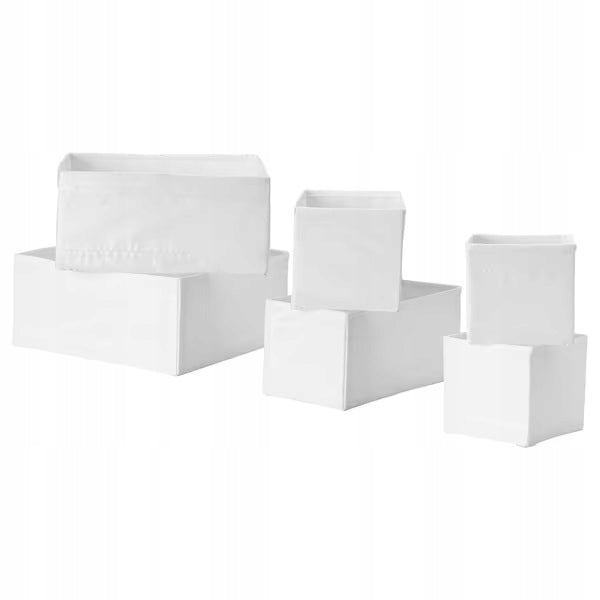 Ikea skubb komplet pojemników 6 szt. biały organizer do szuflady, wkłady do szafy, przechowywanie ubrań, 56 cm
