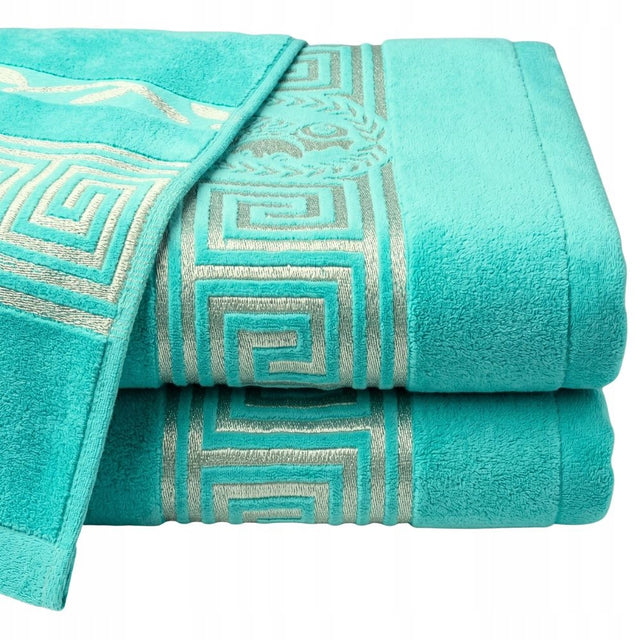 Ręcznik Kąpielowy 70x140 Bawełna 500g/m2 Hotelowy Miętowy Miękki Frotte szybkoschnący z haftem, z bordiurą, na prezent