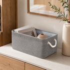 Kosz organizer pojemnik do przechowywania koszyk szary na zabawki kosmetyki pudełko 30x20x13 cm, schowek na drobiazgi
