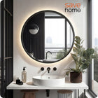 Lustro łazienkowe LED 80 cm podświetlane metalowa rama loft okrągłe premium zwierciadło ścienne z oświetleniem do