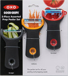 Zestaw 3 obieraczek do warzyw Oxo Good Grips obierak poziomy, skrobak kuchenny, metalowe akcesorium, jarzyny